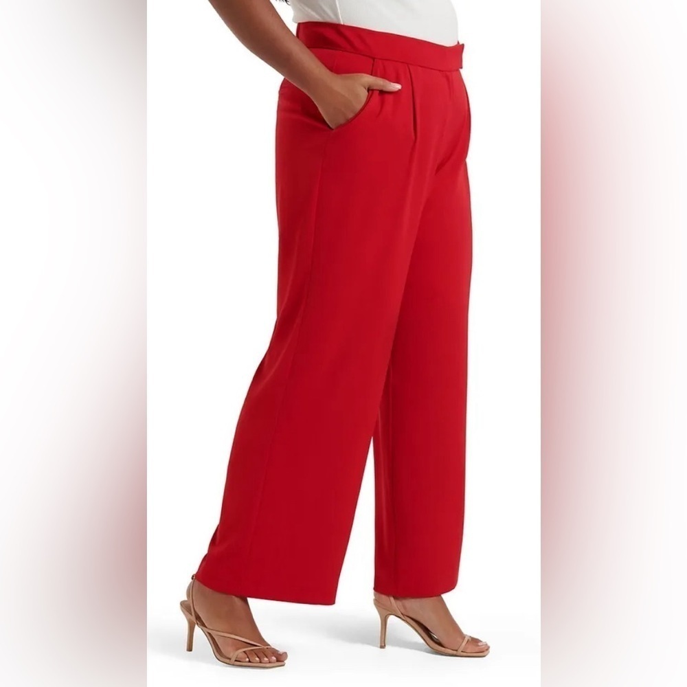 EVER NEW Sz 16 Nylah Pleated Front Elastic Wait Back Wide Leg Trouser Pants NEW